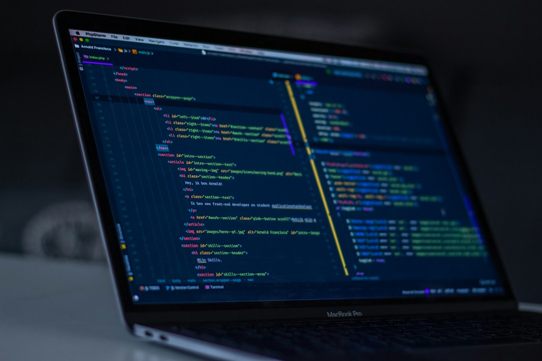 Code editor open on a laptop screen